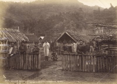 Village Scene - Koroniti (Corinth) Wanganui River, 7th May 1885 by Alfred Burton